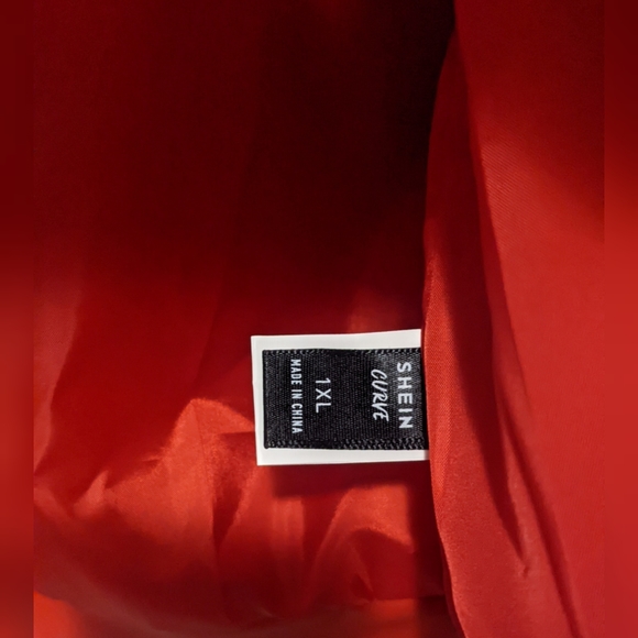 1x Red Shein SXY Plus Zip Up PU Leather Moto Jacket - Picture 7 of 7